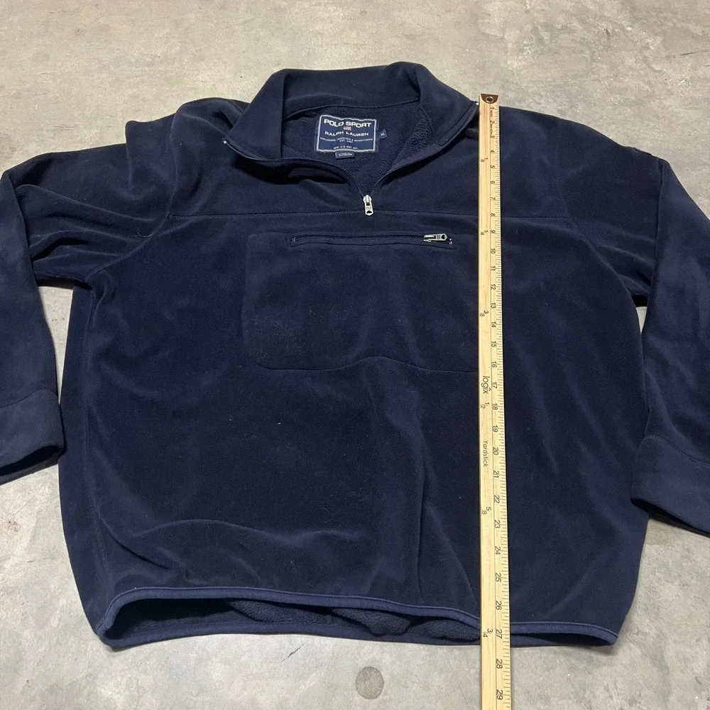 Polo Sport Ralph Lauren Mens Navy Blue Quarter Zip Fleece Pullover XL K-52